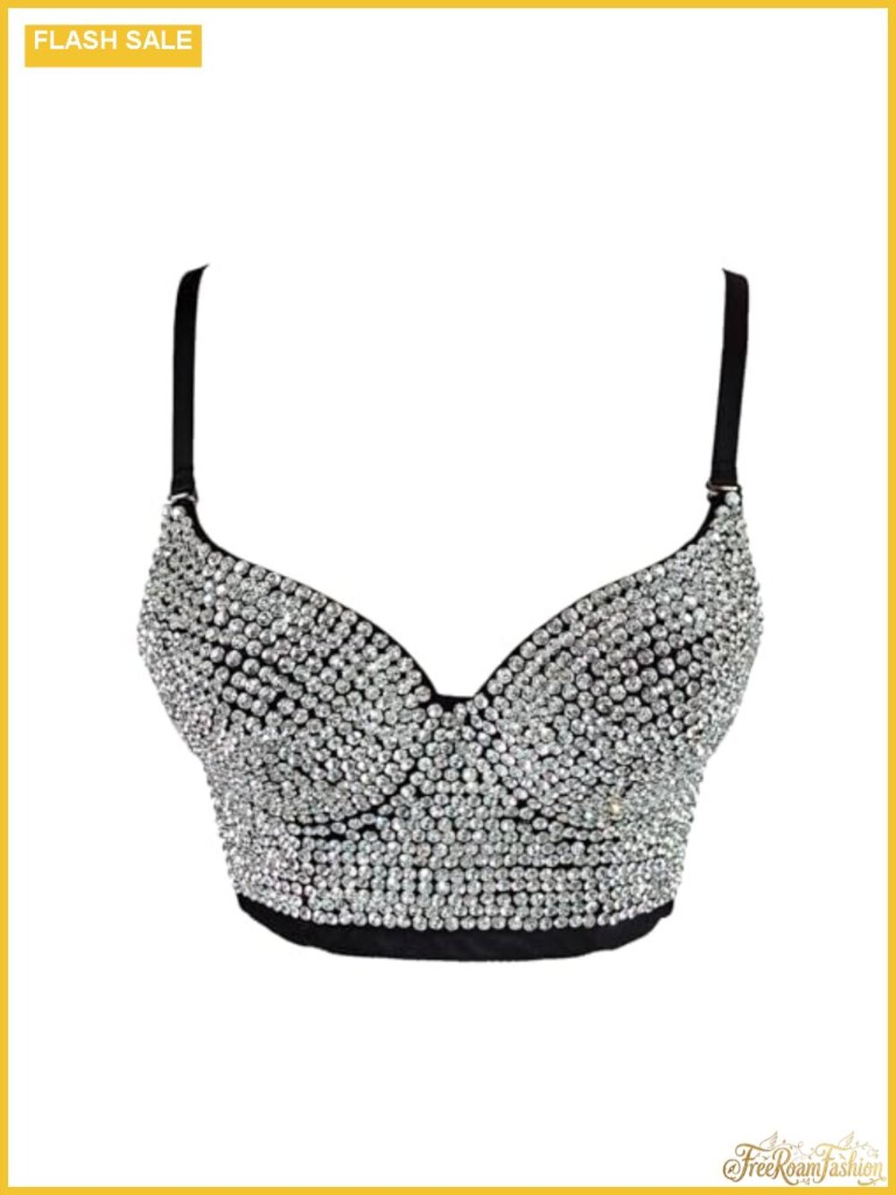 Women's Bustier Crop Top Mesh Corset Push Up Rhinestone Club Party Vest